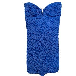 Janice Women's‎ Blue Textured Strapless Mini Dress Size L